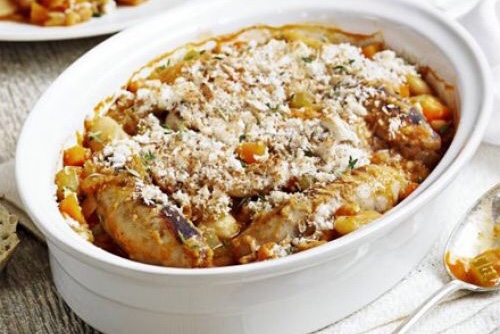 Pork and Bean Casserole with Chat Potatoes