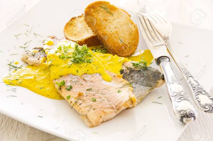 Fish with Saffron Sauce & Potatoes