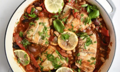 Fish pepperonata with Risoni*